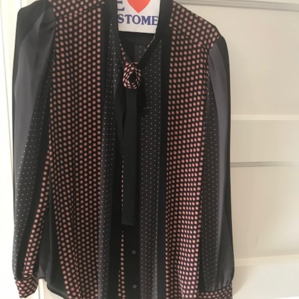 Ann Taylor Striped blouse with tied bow in front
